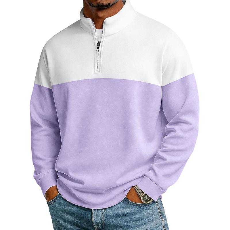 Men Half Zip Stand Collar Sweatshirt Long Sleeve Casual Loose Pullover Tops Autumn Winter Fashion Male Daily Comfortable Streetwear Sweatshirts
