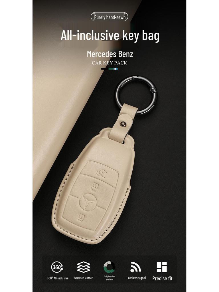 Genuine Leather Key Cover for Mercedes C260L, GLA, GLC300L, GLE, E300L, A200L, and GLB