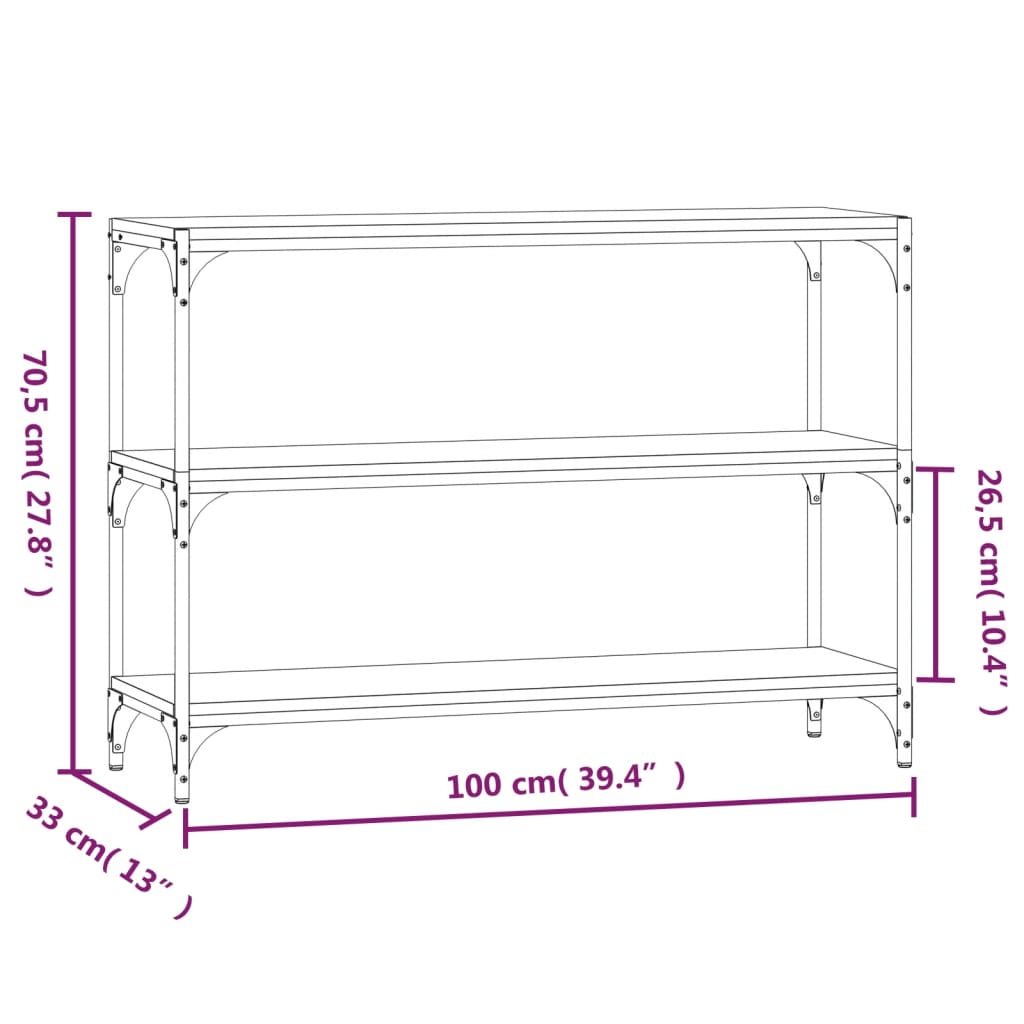 Bookshelf Gray Sonoma 100 x 33 x 70.5 cm Particleboard and Steel