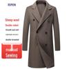 Luomeng Men's 70% Wool Double-Breasted Mid-Length Overcoat