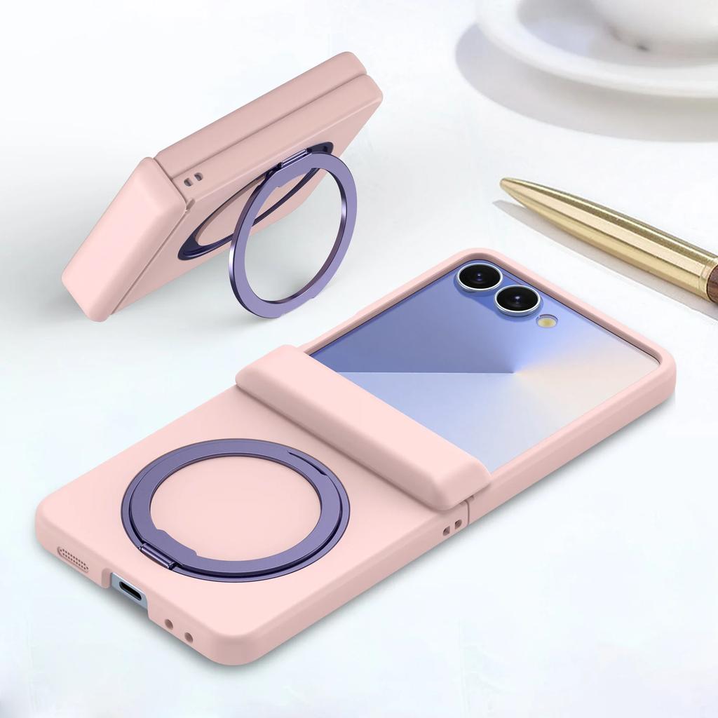 Magnetic 360 Rotating Kickstand Case for Samsung Galaxy Z Flip 7 Fe 6 5 4 3 Skin Feel Hinge Protective Cover