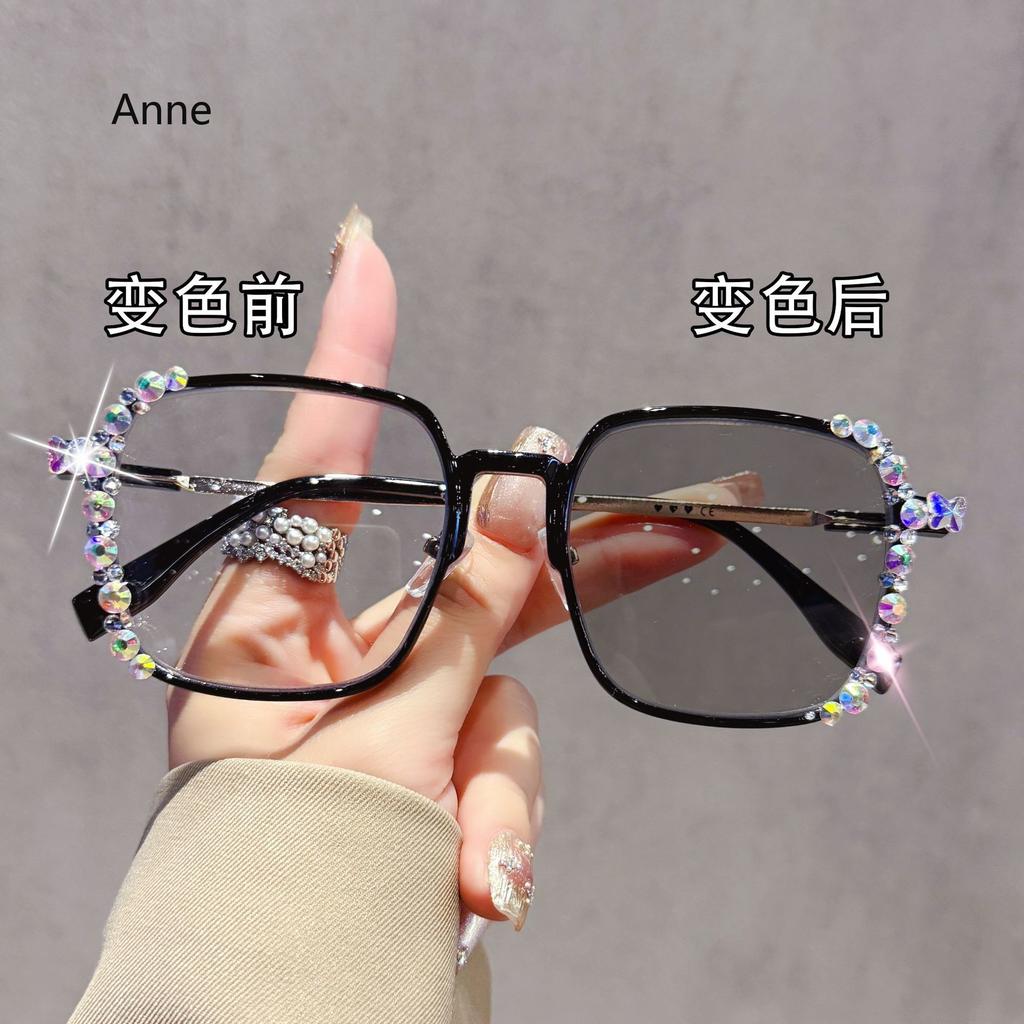 Luxury Diamond Cut Photochromic Glasses Men Women Trendy New Color Changing Eyeglasses Fashion Handmade Myopia Glasses for Lady