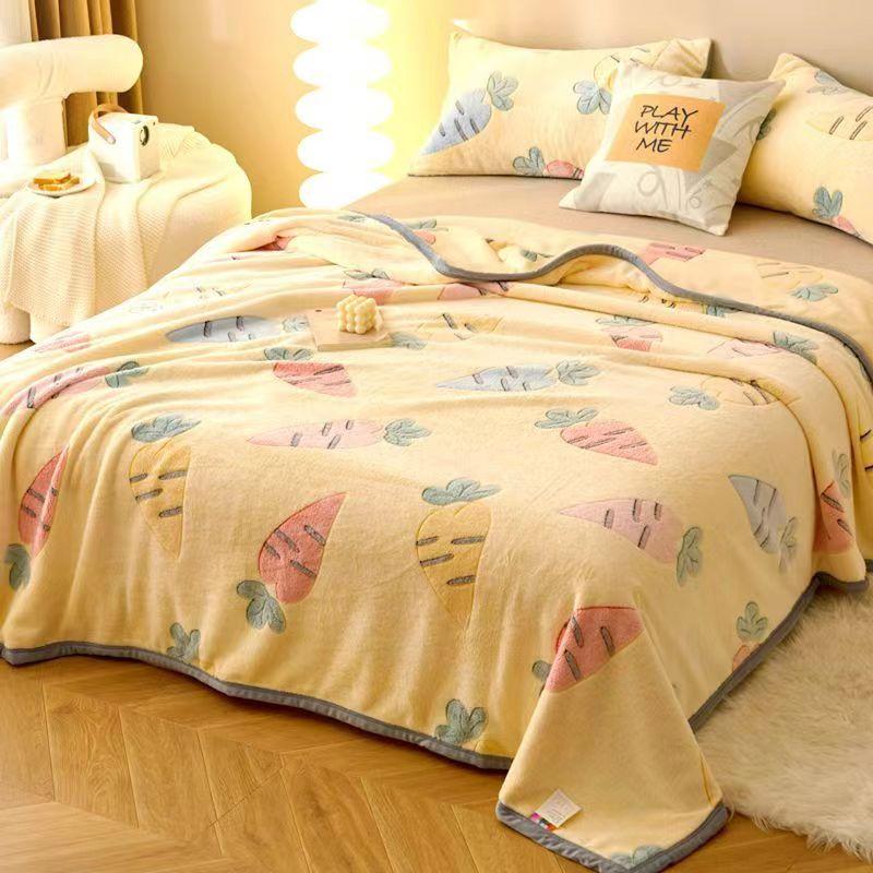 Decke Winter Verdickung Warme Korallen Fleece Blätter Schlafzimmer Einfache Bettwäsche Hohe Qualität