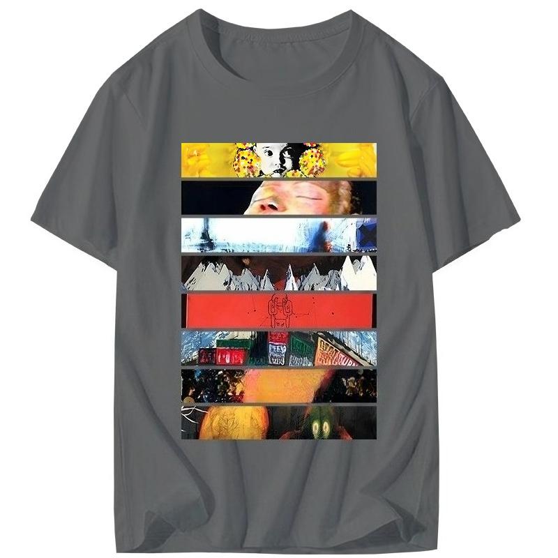 Vintage T Shirt Men Fashion Rock Band Women T-shirt Cotton  Short Sleeve Camisetas Men's Clothing Autumn and Winter Innerwear