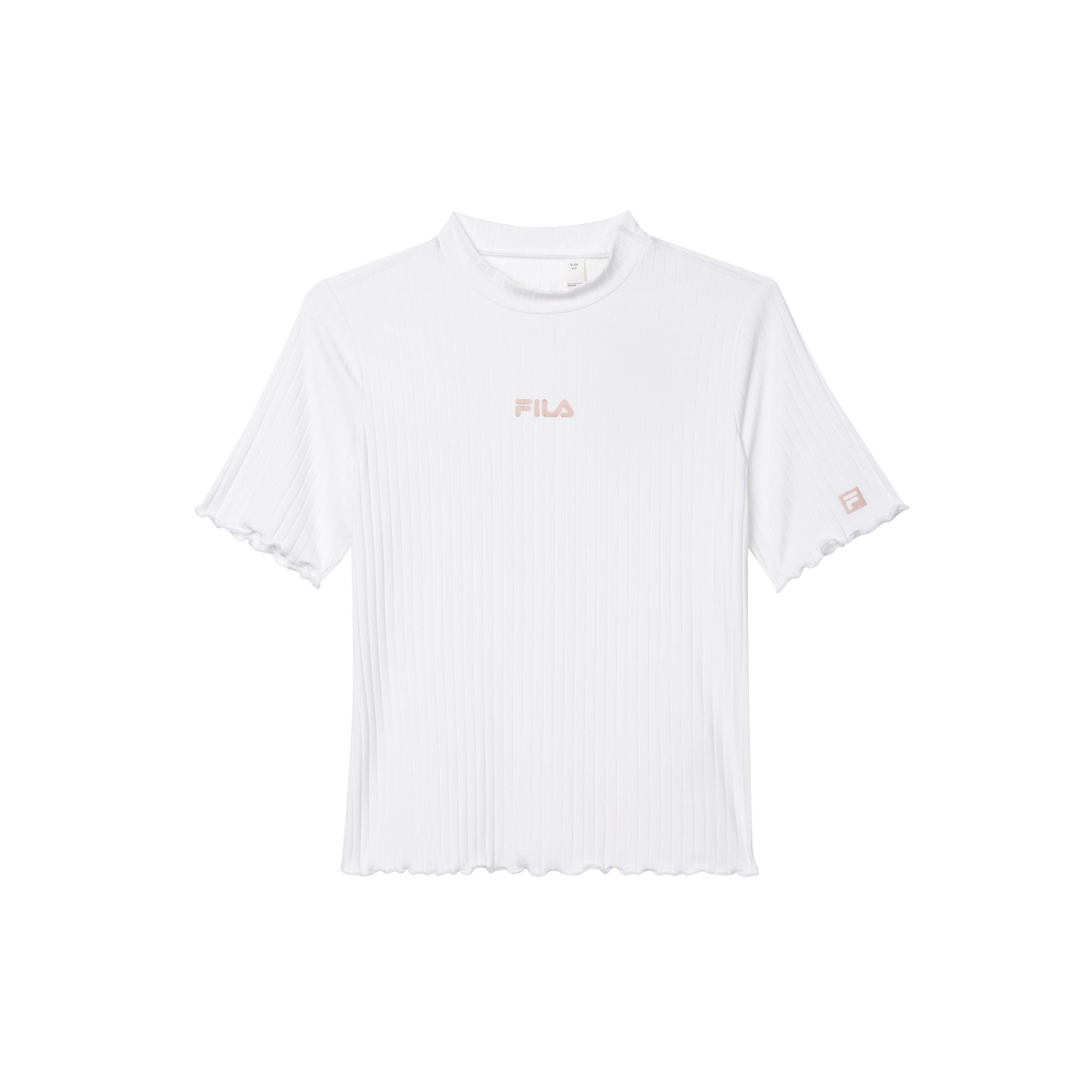 

Fila Latte Girl Облегающая однотонная трикотажная футболка-пуловер с круглым вырезом и короткими рукавами Женские топы Нефритово-белый A11W321119F-WT S