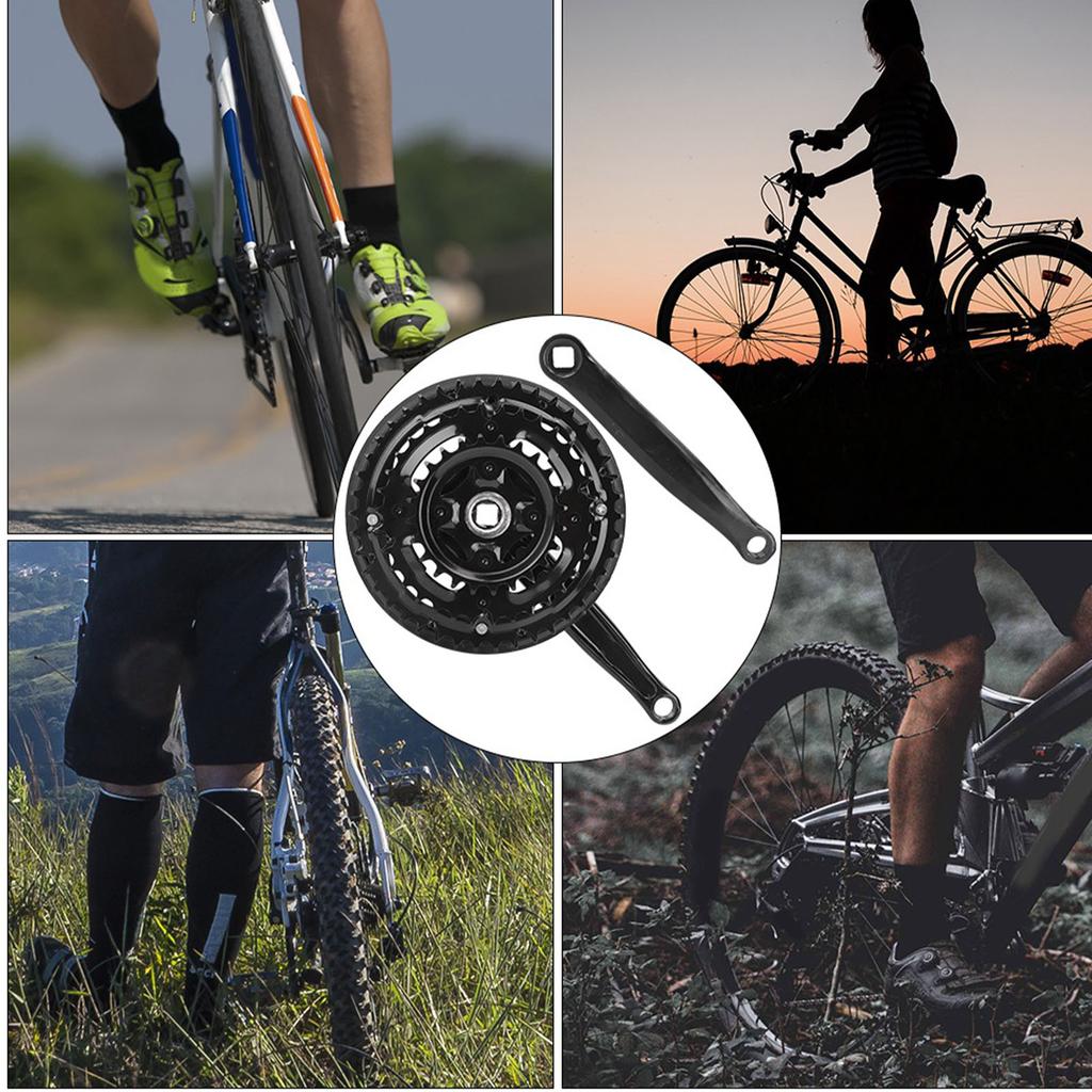 High Carbon Steel Crankset Crank 24-34-42T with Chains Cover for Variable Speed Mountain Bike Road Crankset