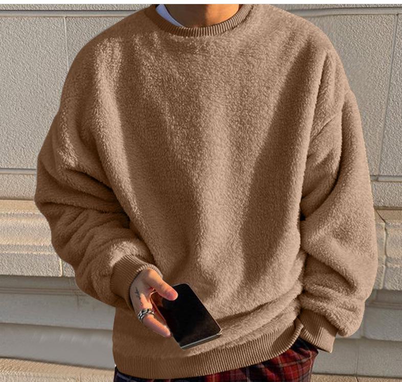 Men's Double-Sided Fleece Hoodie with Pocket and Long Sleeves