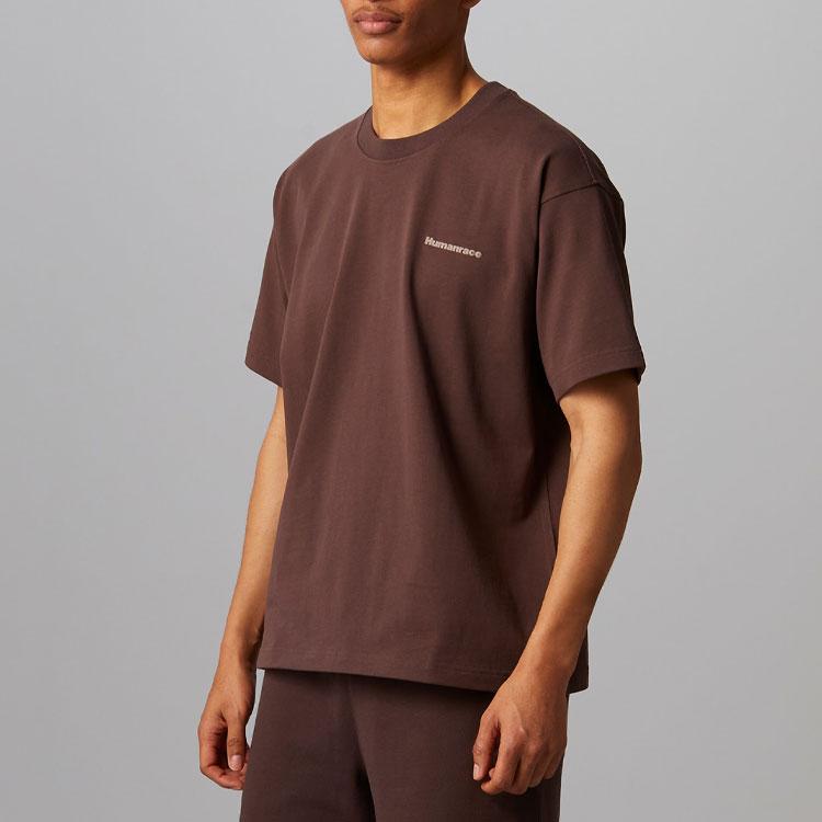 Adidas Originals Clover X Pharrell Williams Solid Color Crew Neck Sports Short Sleeve Tee Unisex Tops Brown HI2956