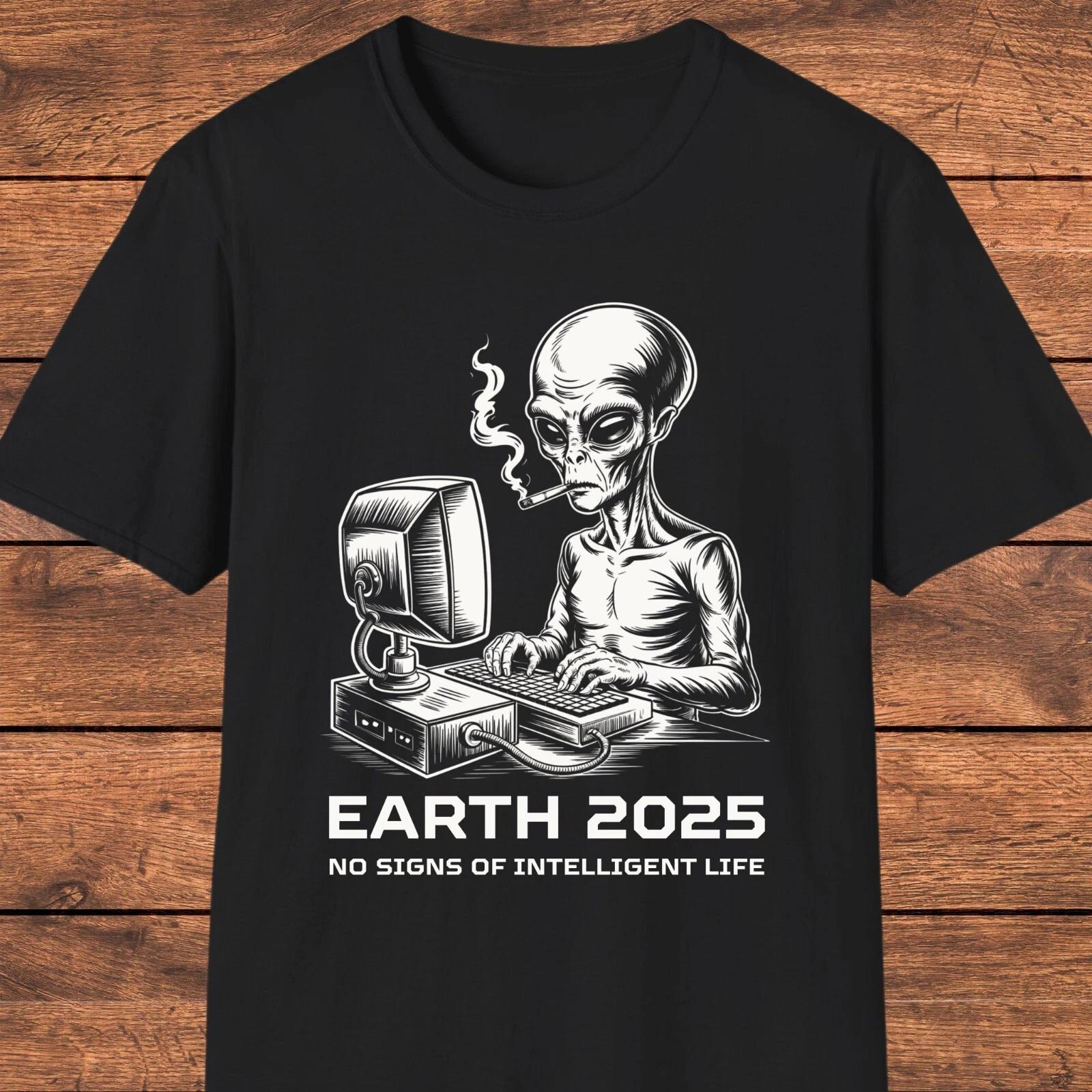 Alien Earth Report 2025 T- Shirt, Funny UFO Tee, Alien Graphic, Sci-Fi Joke Shirt 3XL