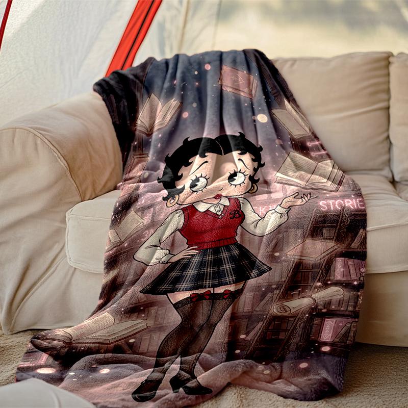 1pc Cozy Print Blanket, Betty Boop Blanket Appropriate for Home Picnic and Travel Adventures