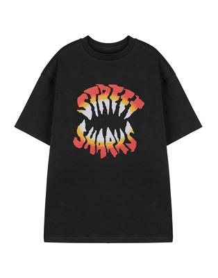 Street Sharks Maglietta a Maniche Corte con Logo Nero 100% Cotone Top da Uomo Magliette da Uomo