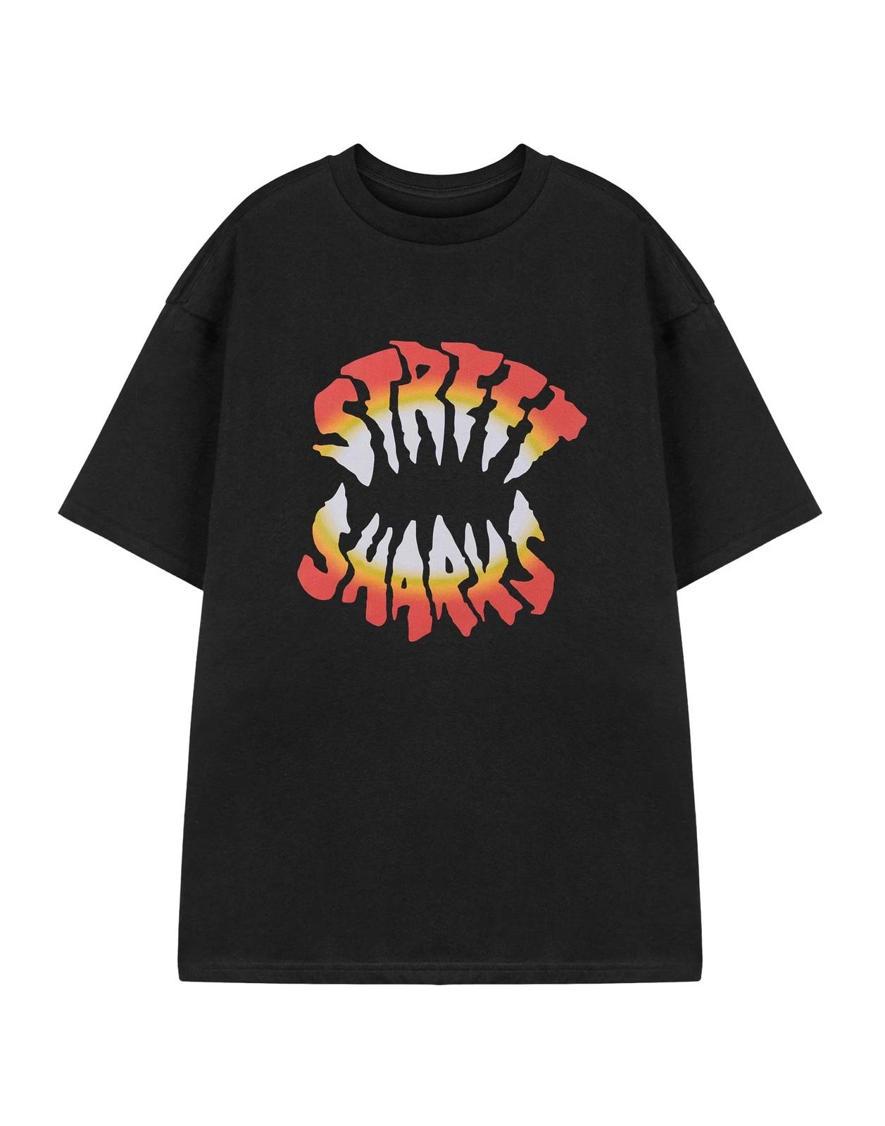 

Street Sharks Black Logo Short Sleeved 100% Cotton T-shirt Mens Tees Top Mens S