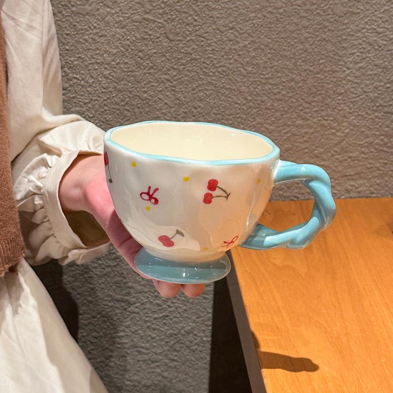 

Birthday gift girls high-value bow goblet high-value ceramic mug girlfriends practical souvenir 401-500ml