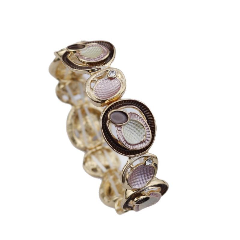 New Enamel Irregular Round Petal Elastic Bracelet Women's Creative Geometric Hollow Flower Bracelet