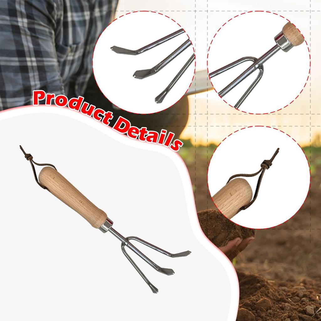 Hand Cultivator Remover Labor Saving Multipurpose Portable 3 Claw Rake Gardening Tool for Lawn