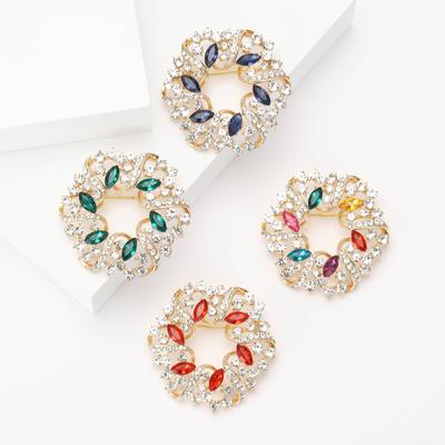 Fashion Alloy Rhinestone Wreath Brooch Fashion Versatile Women'S Suit Coat Clothing Corsage Accessories