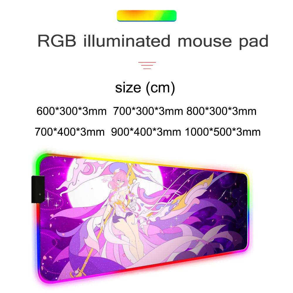 elysia Mouse Pad RGB Gaming Mousepad Big LED Pad PC Desk Mat Luminous Mouse Pad Large Keyboard Mats Table Rug With Backlit