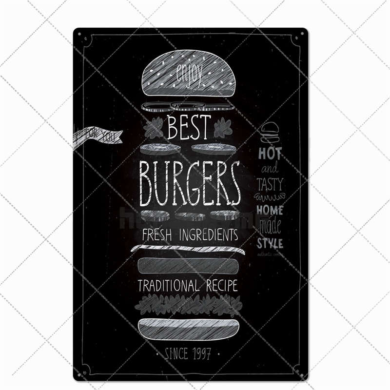Segno di Latta Metallico Vintage per Cucina Poster Retrò Piatto per Cibo Pub Bar Cucina Sala da Pranzo Decorazione Murale Decorazione per la Casa 20*30cm