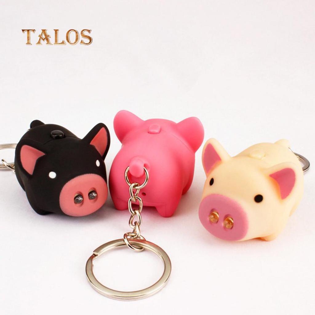 Cute Pig Style LED Light Sound Key Chain Keyring Car Bag Pendant Decoration Gift Suspension Trinket