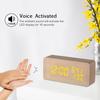 Wooden Alarm Clock 115-Colored Time/ Humidity/ Temperature/ Date Display Wood LED Digital Desk Clock Adjustable Brightness Voice Control Snooze
