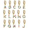 QMHJE Initial A-Z Letters Mini Small Hoop Earrings Women Gold Silver Rainbow Crystal Jewelry Earring Aretes Alphabet ABC
