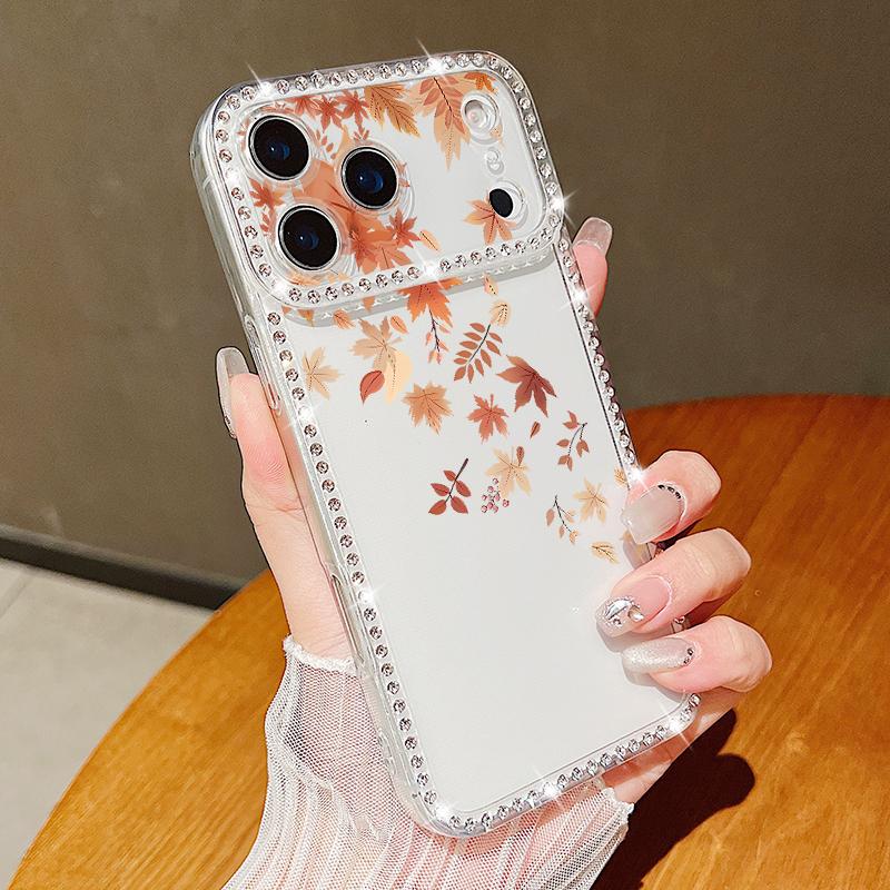 Colorful Floral Pattern Diamond Case For iPhone 17 Pro Max Funda iPhone 16 15 14 13 Pro Max Clear TPU Silicone Soft Cover