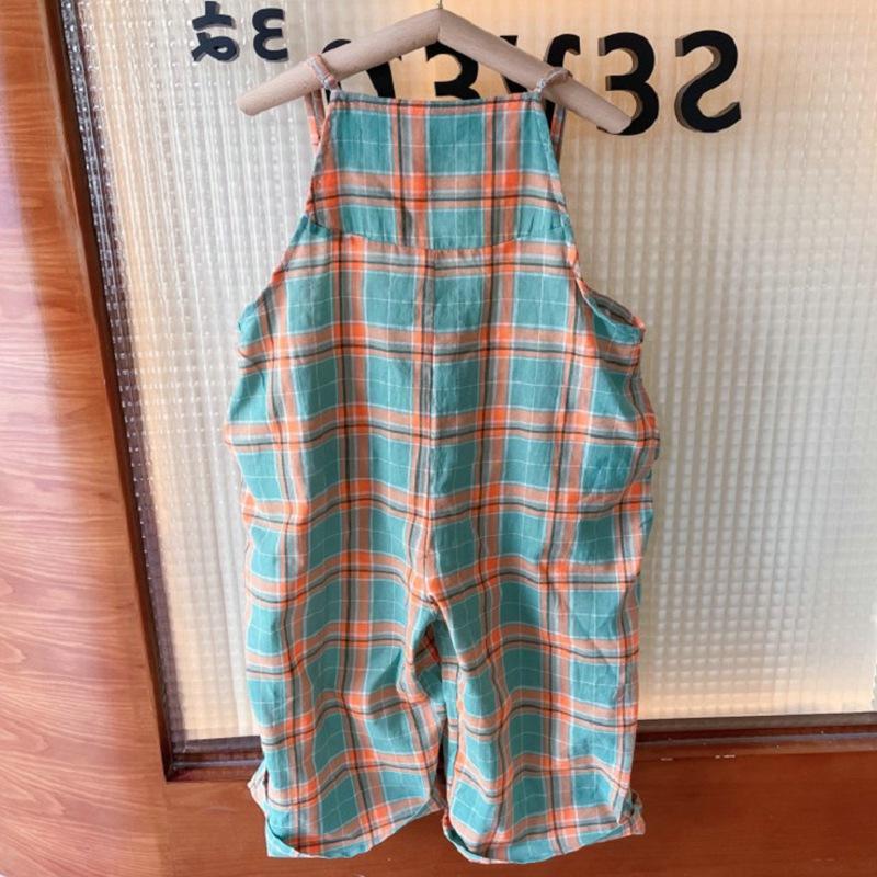 Toddler Girls Plaid Jumpsuit One-Piece Overall Harem Pants Sleeveless Playsuit Kids Bodysuit Romper Children Outfits 3-8T
