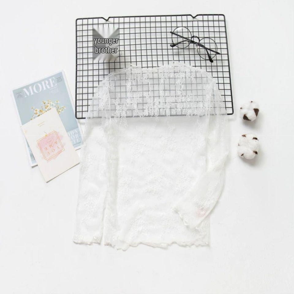 Girls' Korean Style Lace Mesh Sun Protection Long Sleeve Top