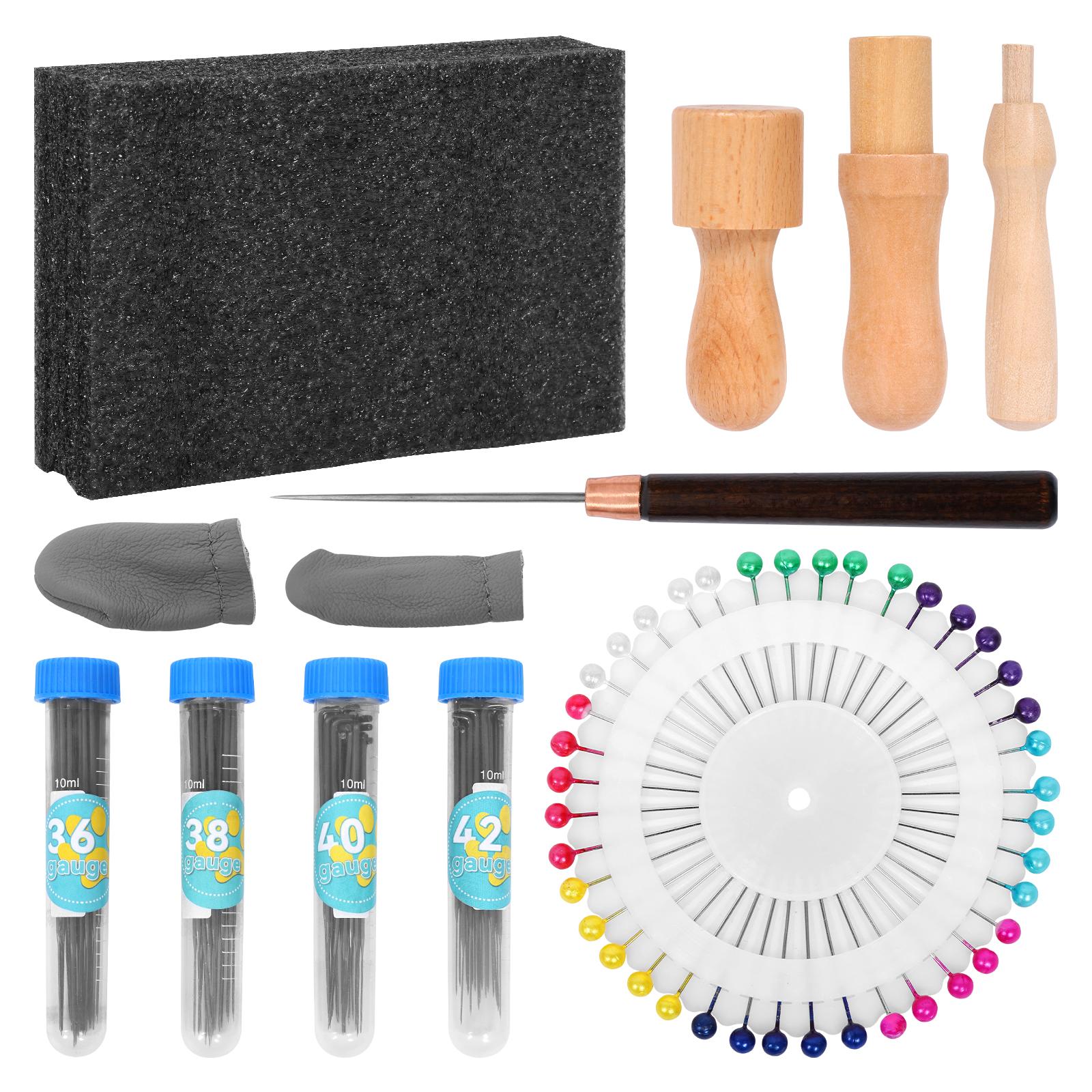 

Needle Felting Kit Wool Felting Tools Wool Felt Knitting Needle Tool with 2 Finger Cot and 3 Wood Handle for Felting Enthusiasts