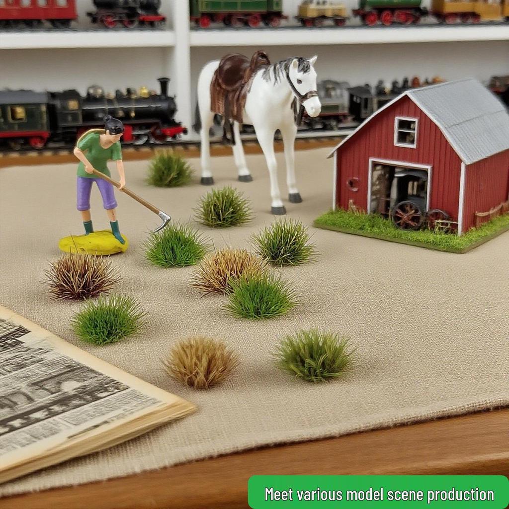 70 Miniature Seasonal Grass Clumps for Model Train Scenery and Military Dioramas