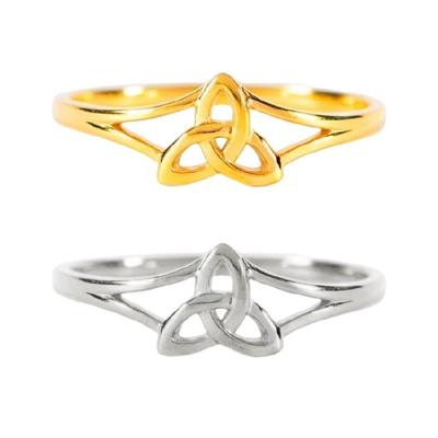 Dainty Adjustable Ring with Geometric Patterns for Trendy Look Triquetra Pattern Charm Ring Finger Accessories for Women