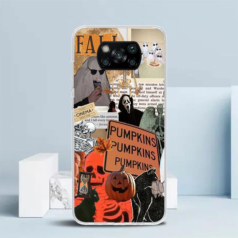 Oktober Herbst Halloween Gruselige Kürbis Handyhülle Für Xiaomi Poco F7 Ultra X5 X6 X7 Pro M7 Redmi 15C 15 13C 13 12C 12 10C 10 10A