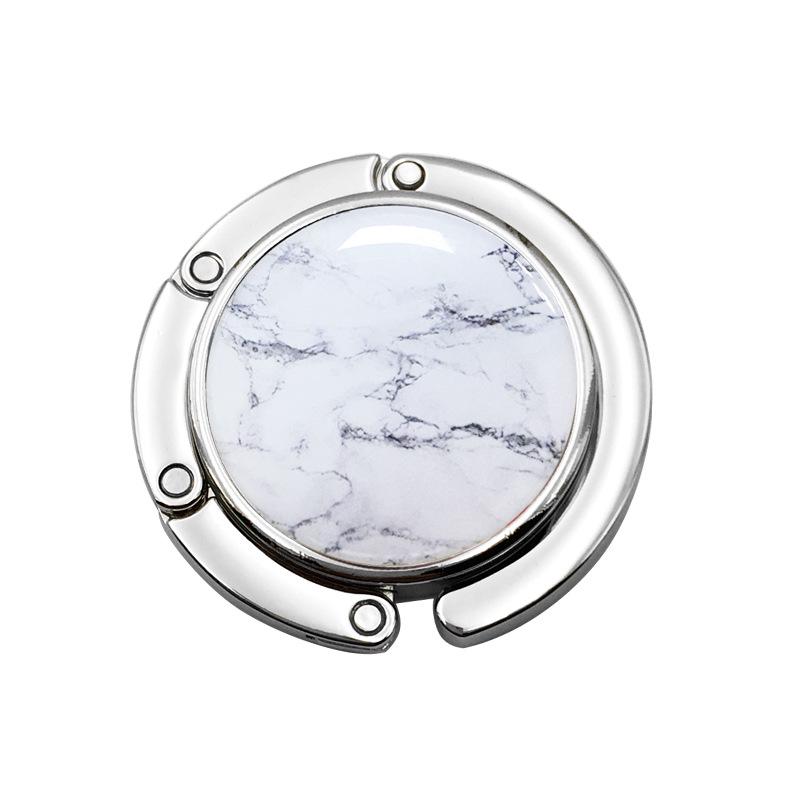 Creative Marble Pattern Folding Handbag Hook with Metal Design