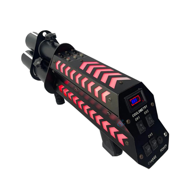 Paper Confetti Party Cannon Gun Stage Atmosphere Equipment Three Heads Electric Confetti Shooter Gun With Led For Disco Bar