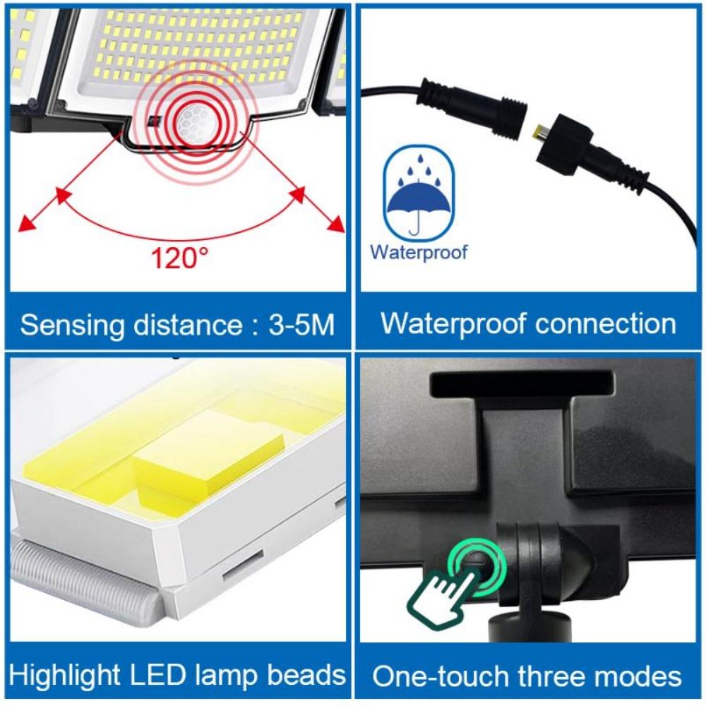 New 328 LED Solar Wall Lamp Outdoor 228 LED Street Lamp IP65 Waterproof Spotlight Motion Sensor Solar 3-mode Wall Lamp Garden Outdoor Decoration
