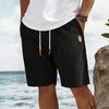 Men's Linen Casual Shorts, Summer Beach Straight Leg Shorts, Color Comfortable Shorts for Men