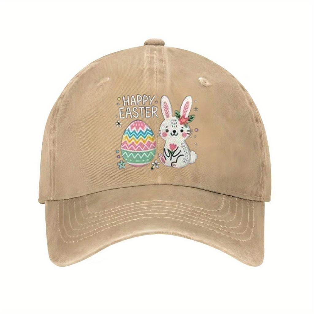 Happy Easter Bunny Egg Baseball Cap Unisex Polyester Casual Print Sun Protection Adjustable Festival Hat