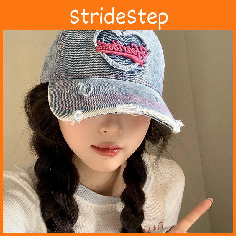 Casual Wash Vintage Denim Cap Women With Unique Distressed Look For Wear Daily