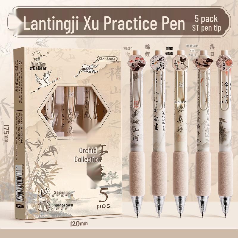 Panda Banda Quick-Dry Black Gel Pen – Soft Grip, European Style, Student-Friendly