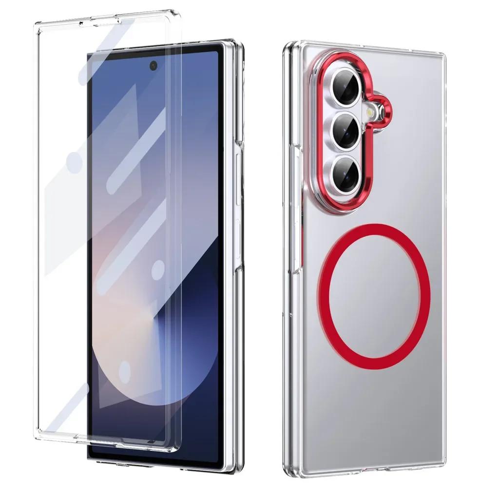 Ultra Transparent Magsafe Wireless Charge Phone Case For Samsung Galaxy Z Fold 7 6 5 4 3 5G Screen Protect Hard Shockproof Cover