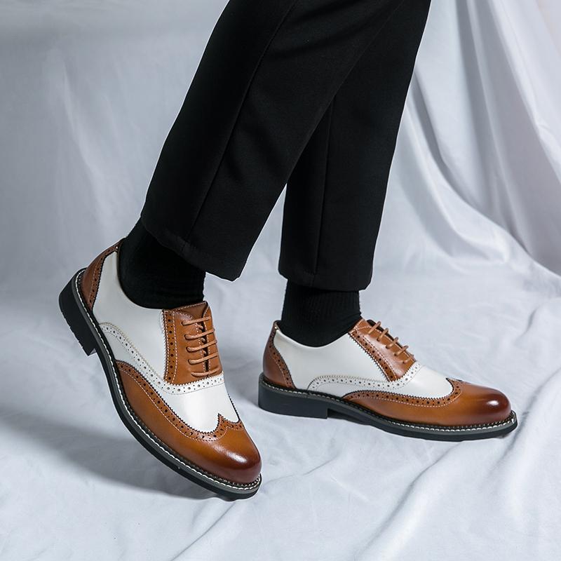 Fashion Brand Men Leather Casual Business Shoes New Lace Up Wearable  Anti Slip Formal Office Work Shoes Men Party Wedding Oxford Shoes