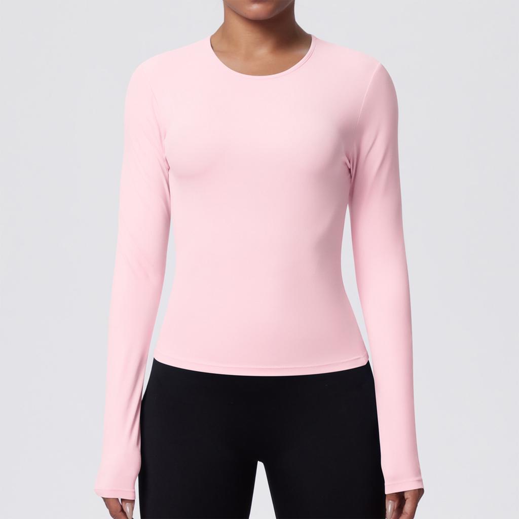 Women's Fashionable Color Slim Fit Long Sleeved Breathable Yoga Suit T-shirt Running Training Fitness Top