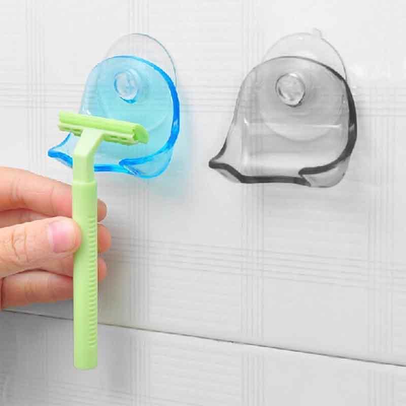 Modern Plastic Super Suction Cup Razor Organizer Holder For Bathroom Wall Storage