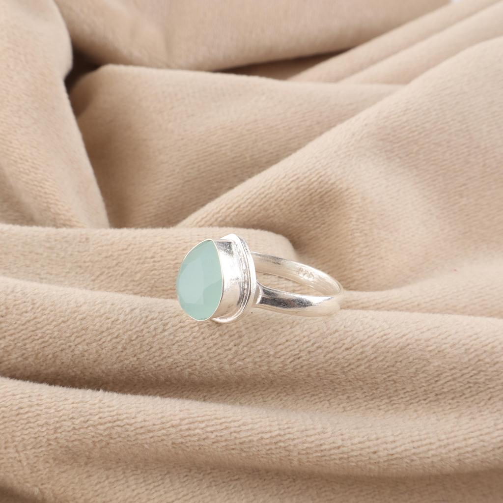 Aqua Chalcedony Gemstone 925 Sterling Silver Statement Jewelry Designer Ring For Wedding Gift RR-76-20