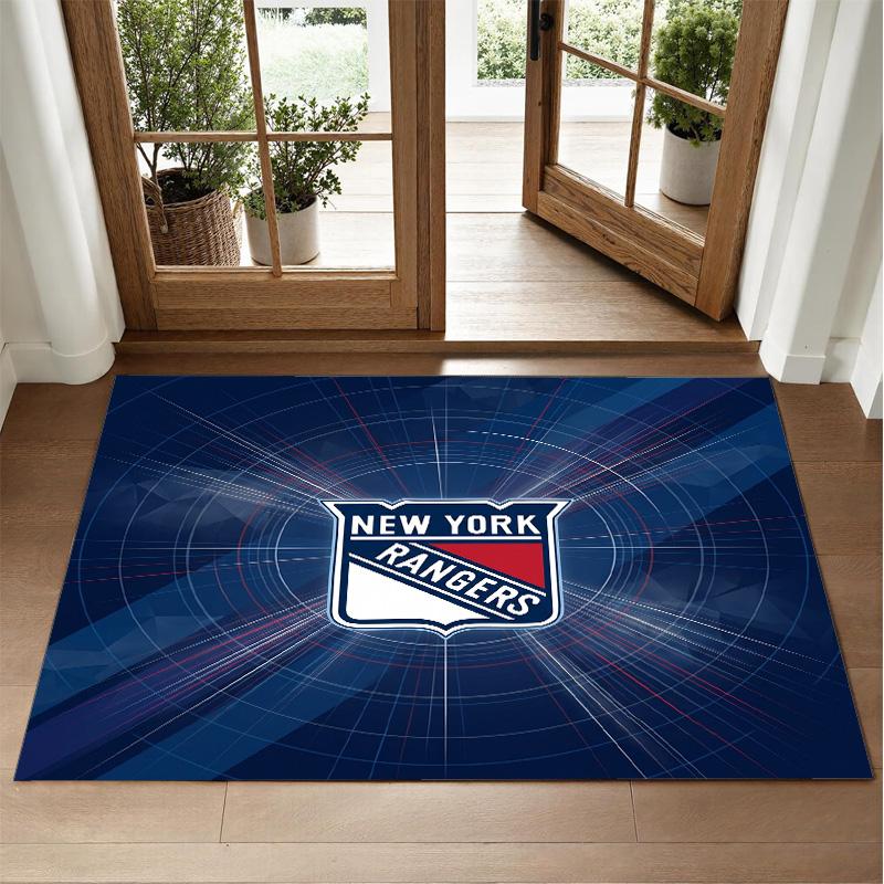 New York Rangers Design Crystal Velvet Rug Soft Decorative Mat for Bedroom Entrance