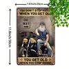 Mfoever Tin Sign High Definition Metal Tin Sign You Dont Stop Riding When You Get Old Retro Motorcycle Biker Wall Art Decor for Garage Man Cave