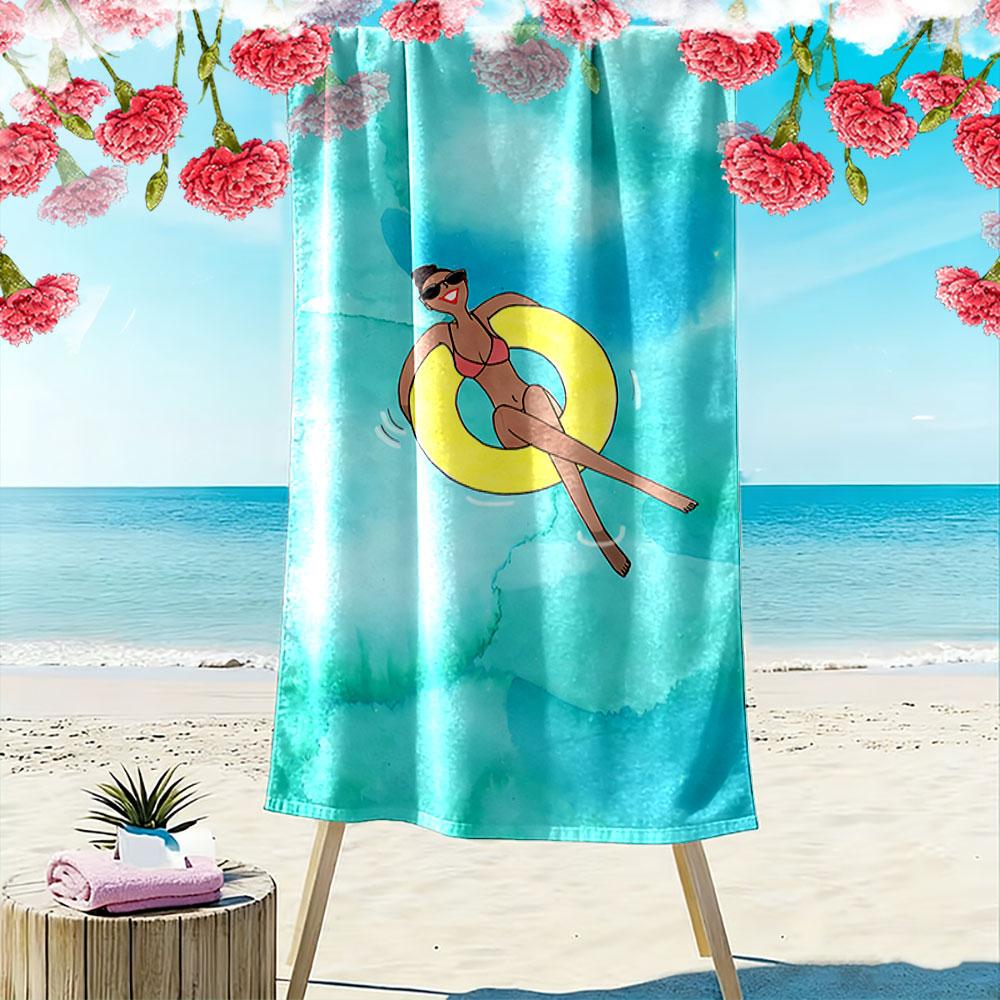 Beach Scene Woman Floating Relax A Must-have Beach Towel for Beach Travel