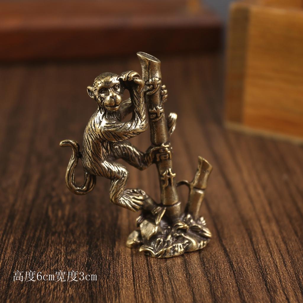 Brass Step by Step Rising Monkey Ornament Twelve Zodiac Monkey Creative Desktop Pure Copper Handicraft Small Bronze Ware