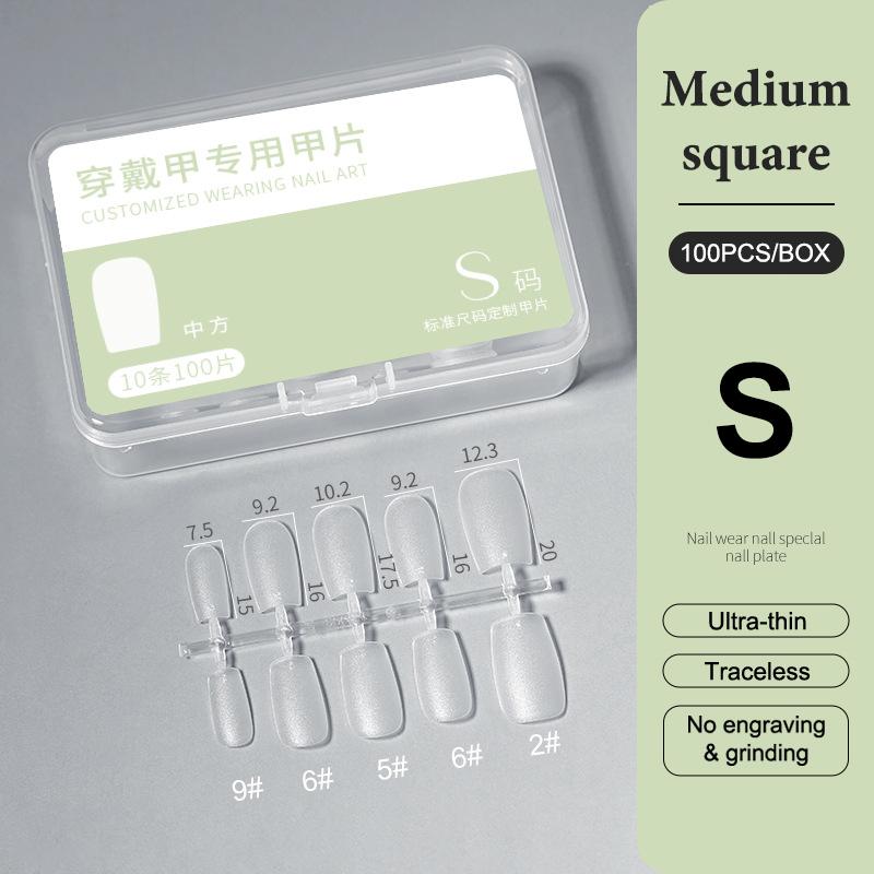 100Pcs/Box Xs/S/M Fake Nails No Polishing No Trace Press On Nails Clear Artificial Thin Nail Tips For Nail Extension Home Diy