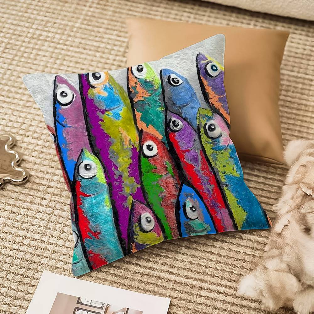 Colorful Sardine Lobster Pillow Case Anti-dustmite Invisible Zipper Sofa Bed